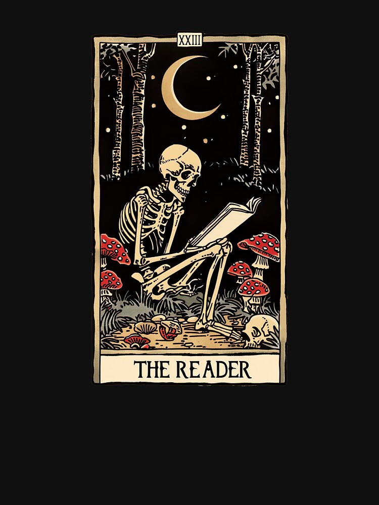 The Reader antique tarot cartomancy - skull and mushrooms with moon by Fantasy Cache