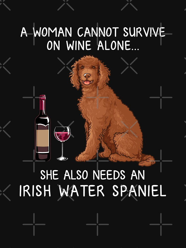 Irish Water Spaniel and wine Funny dog by TeeDoozy