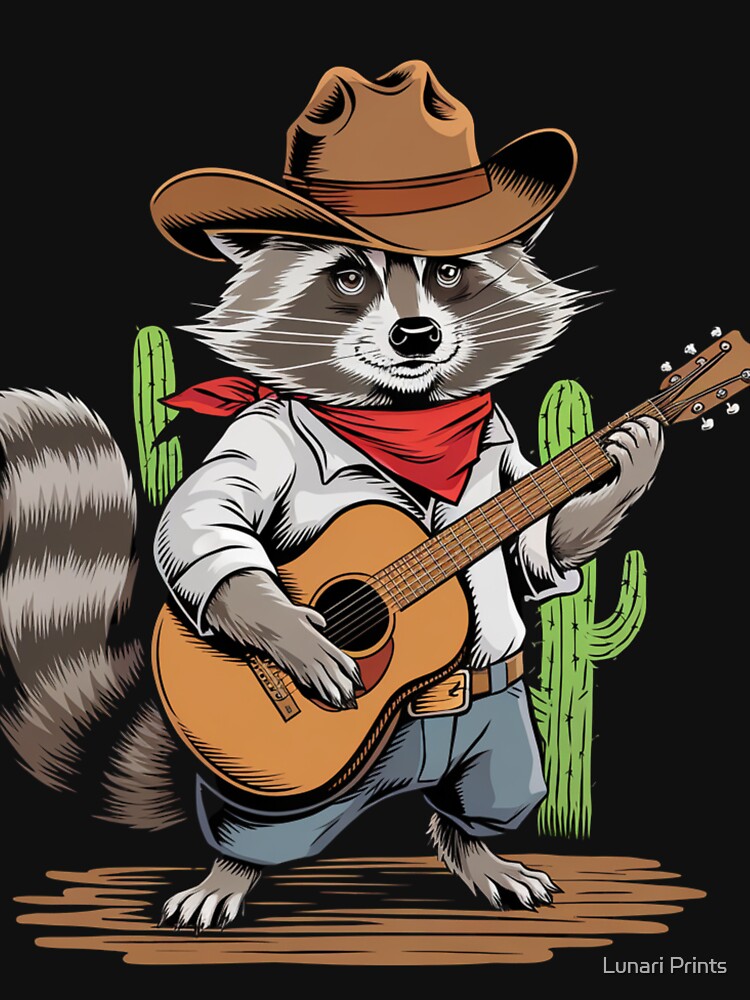 Country Western Cowboy Raccoon Trash Panda by Lunari Prints