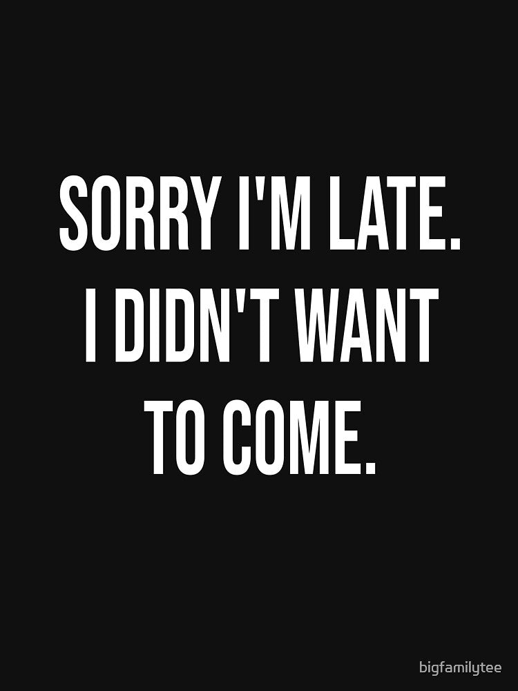 Funny Shirt, sorry i'm late I didn't want to come, novelty shirt, funny gift, christmas gift for her, birthday gift, party shirt by bigfamilytee