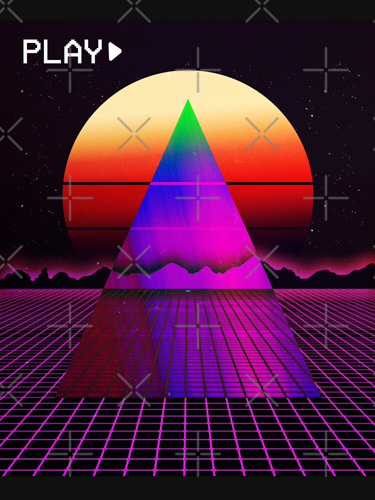 Aesthetic Synthwave Outrun Style Grid Sunset sunrise Design design by D-C-Designs