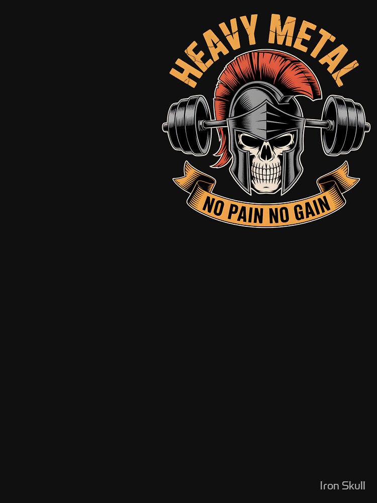 Heavy Metal Spartan Skull - No Pain No Gain Gym Workout by Iron Skull