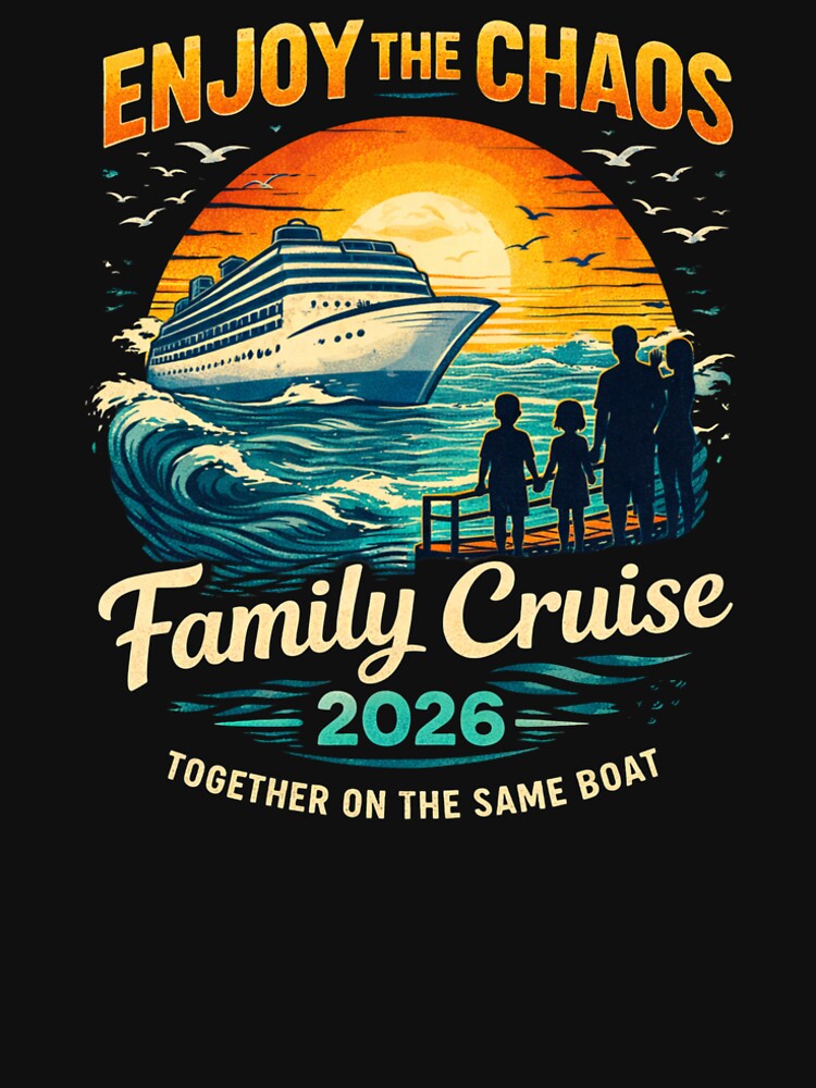 Enjoy The Chaos Family Cruise 2026 Retro Sunset Vacation T-Shirt by Blastive