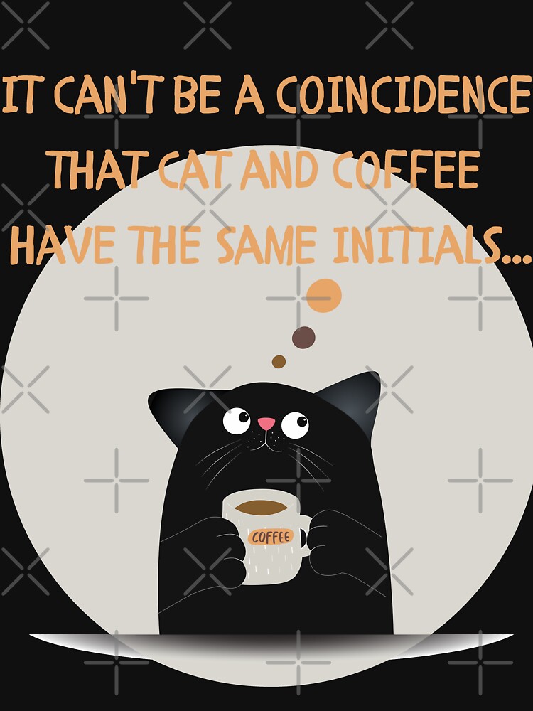 Cat and Coffee – Funny Quote Black Cat Illustration by SmyrnaArtGalery