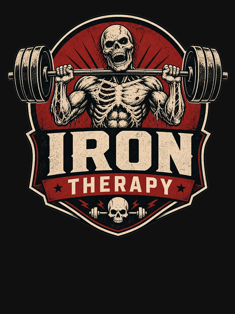Iron Therapy Zombie Skull - Vintage Gym Heavy Lifting Barbell by Simon-art-land