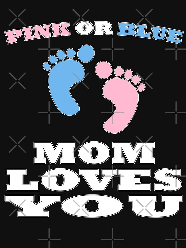 Pink Or Blue Mom Loves You Gender Reveal Baby Shower T Shirt Heart Gender Reveal Party Mens Womens T Shirt You Baby Shower Gender Reveal Party Mens Womens T Shirt Funny Cute Gift by arcadetoystore