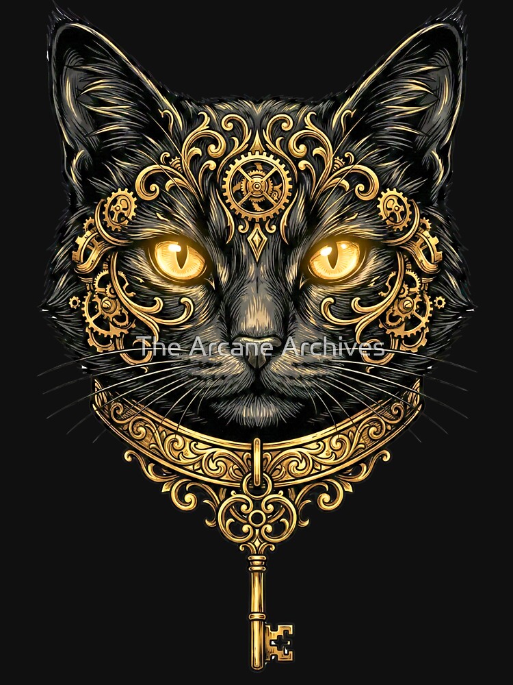 The Gilded Familiar - Arcane Cat Gold Portrait by The Arcane Archives