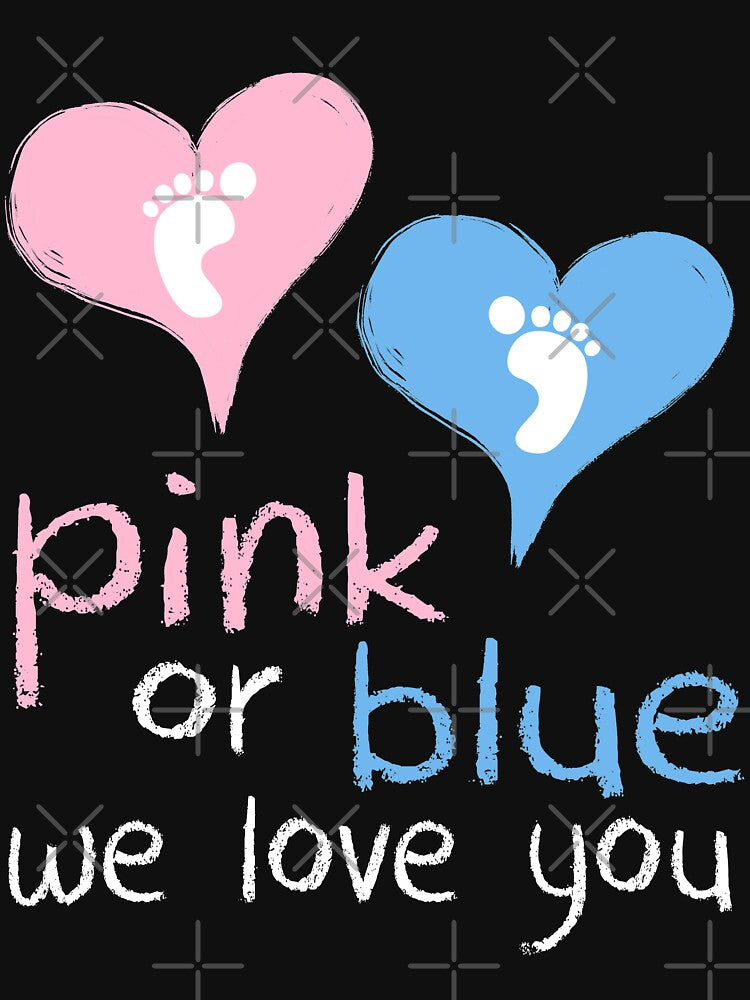 Pink Or Blue We Love You Baby Shower Heart Gender Reveal Party Mens Womens T Shirt You Baby Shower Gender Reveal Party Mens Womens T Shirt Funny Cute Gift by arcadetoystore