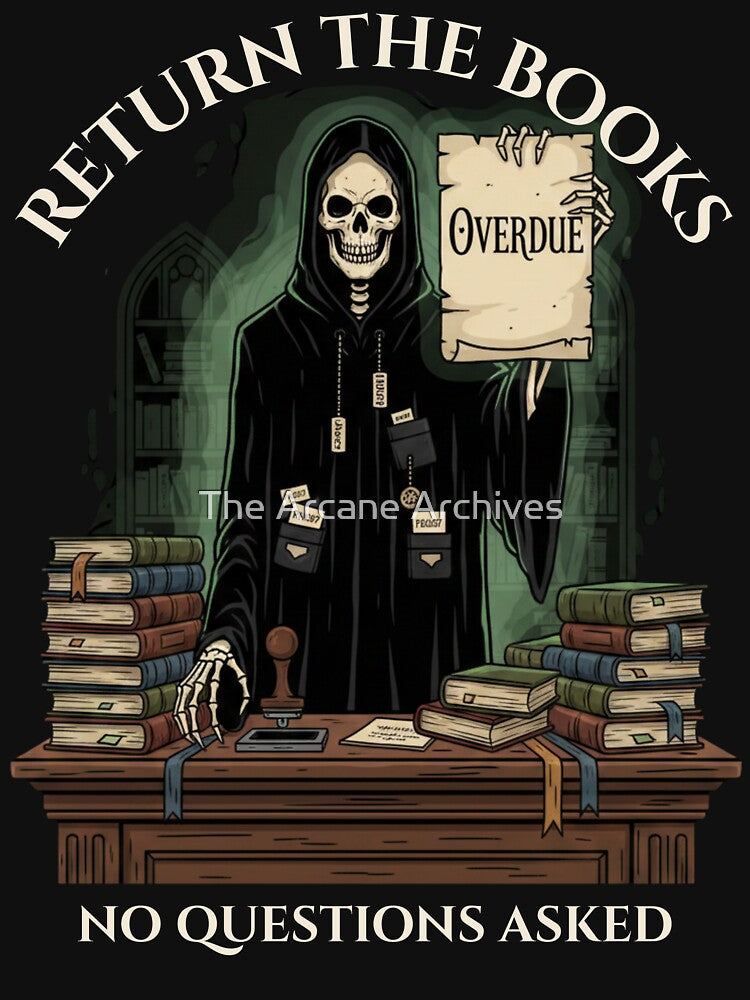 Return the Books – Dark Academia Librarian Grim Reaper by The Arcane Archives