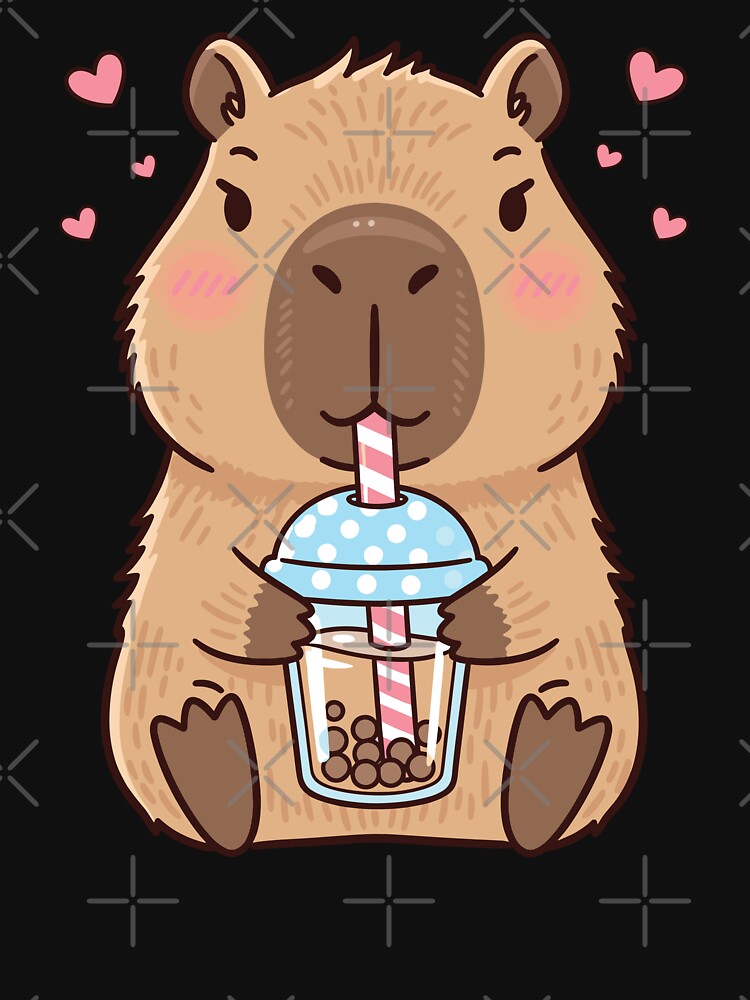Kawaii Capybara Drinking Boba by EverkindInk