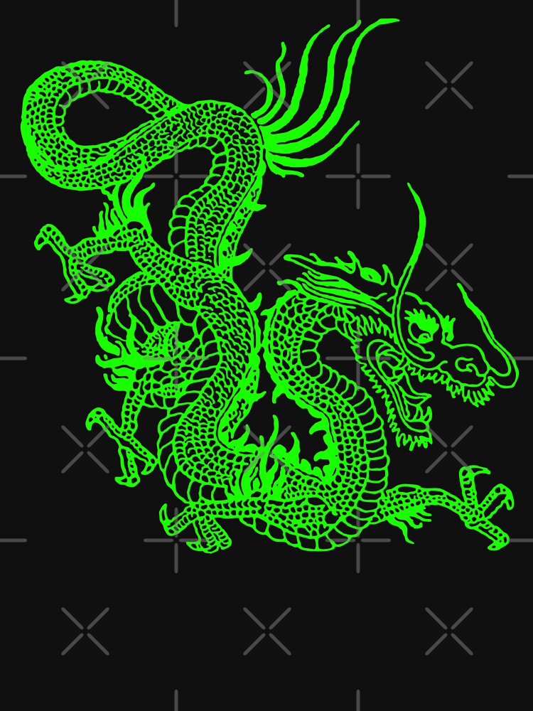 Fluo Green Chinese Dragon by EddieBalevo