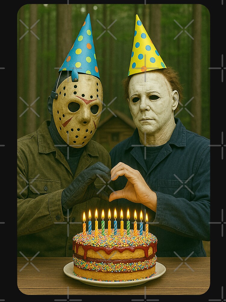 Jason Voorhees and Michael Myers Heart Hands with party hats by keytee