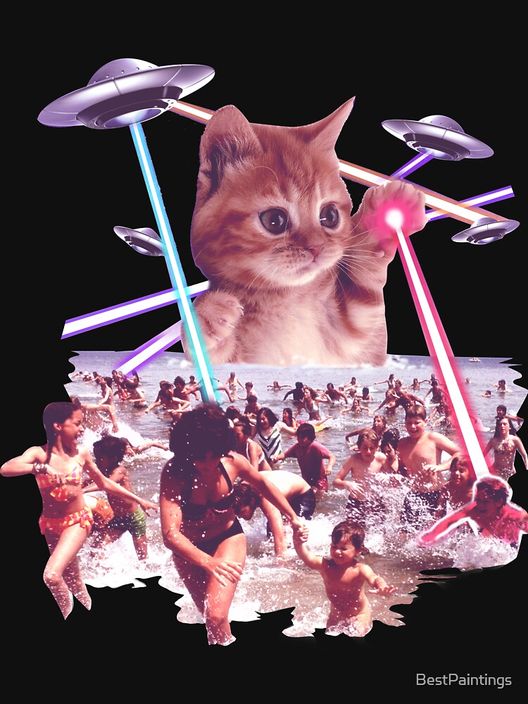 Alien Ufo cat attack from Mars space galaxy by BestPaintings