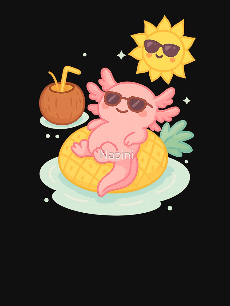 Chillaxolotl – Cute Axolotl Floating in Summer Style by Napini