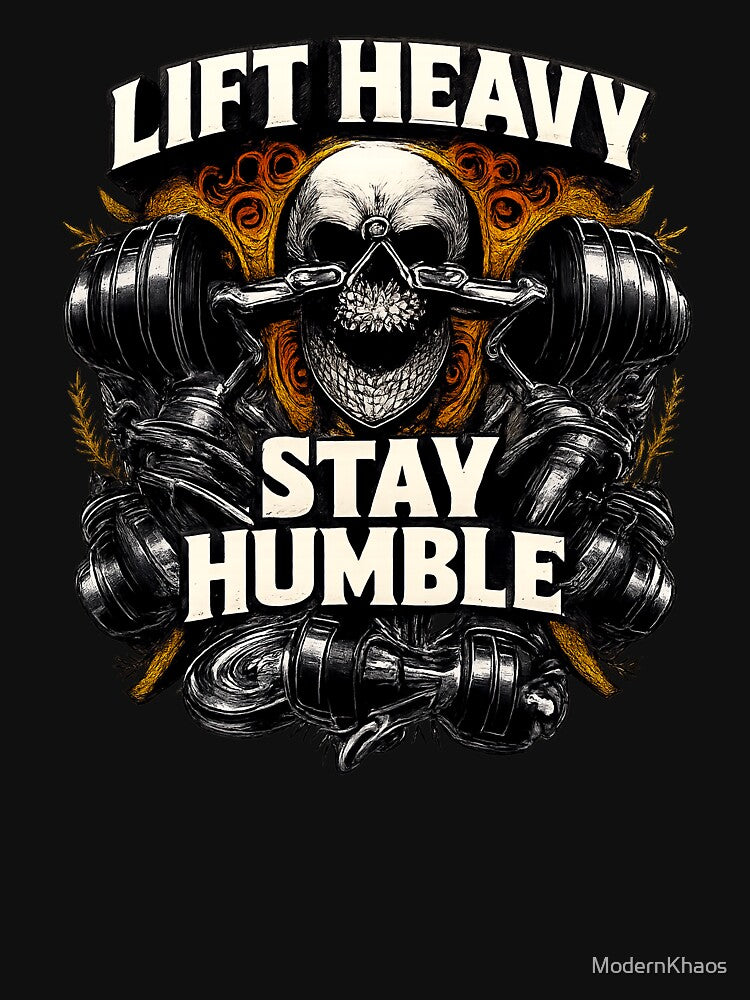 Lift Heavy Stay Humble - Skull Barbell Gym Motivation by ModernKhaos