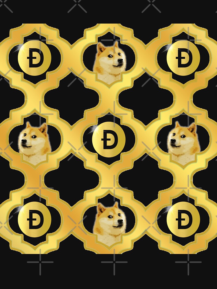 Luxe Espresso Doge Coin Pattern - Imperial Gold Shiba Inu Crypto Art by Art-PraveenRai