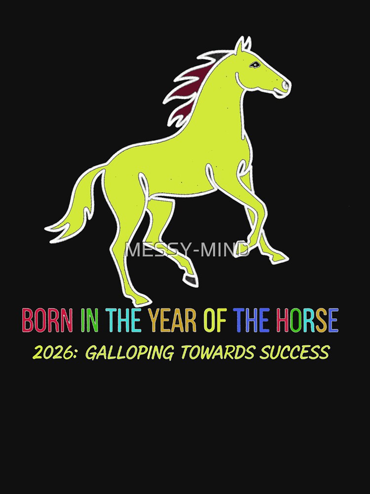 2026 Year of the Fire Horse Chinese Zodiac - Minimalist Lunar New Year Art by MESSY-MIND