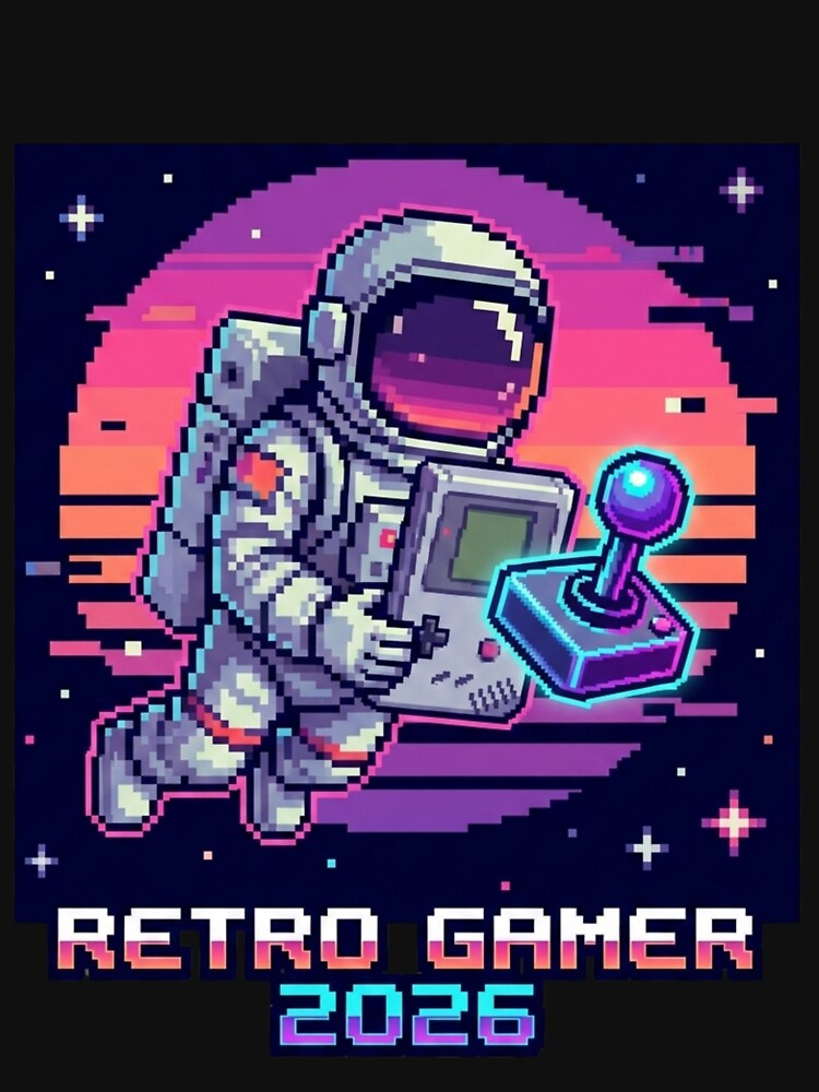 Retro Astronaut Gamer – Pixel Space Vibes Tee t-shirt by Ashley critters