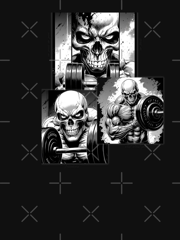 TrainHard Skull Collection – Hardcore Gym Artwork by TrainHardCo