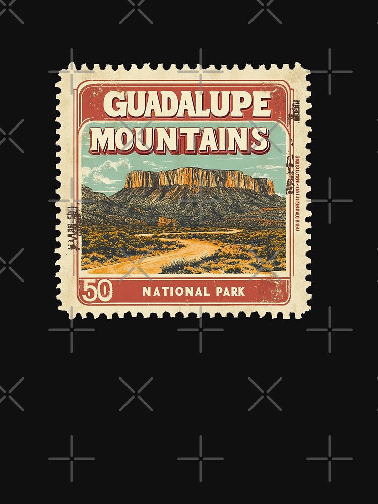 Retro Range: Guadalupe Mountains Stamp by Pujo Design