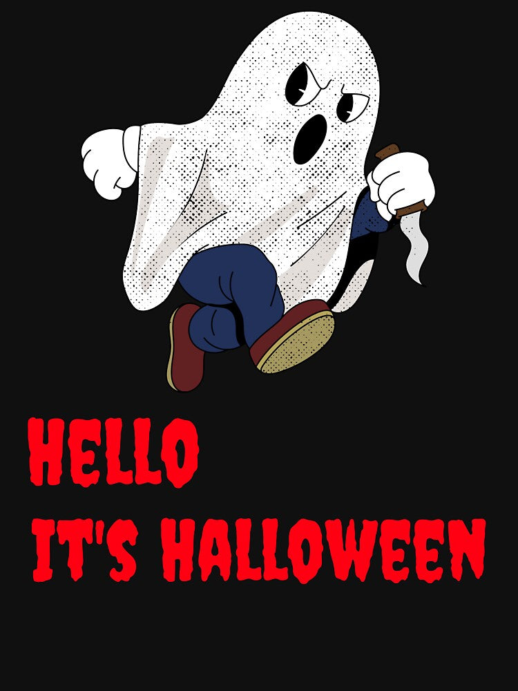 Hello it's Halloween funny ghost with knife by UnstoppableShpy