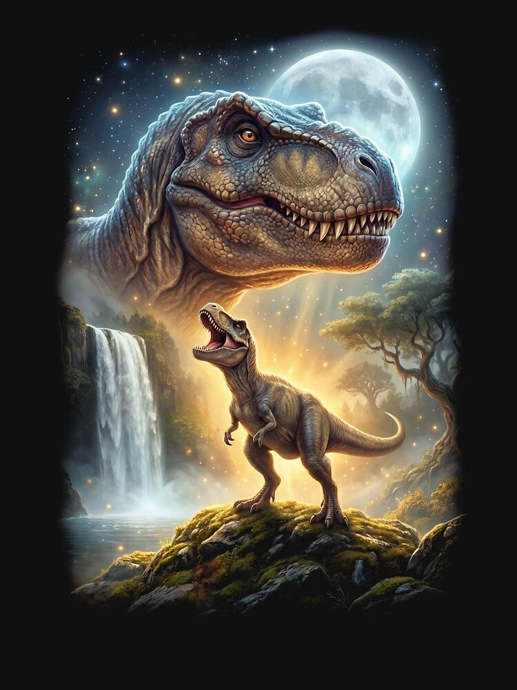 T Rex Dinosaur Howling Moon Art Animal Lover by DoodleTortle