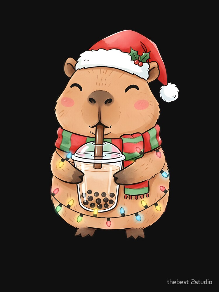 Funny Christmas Capybara Bubble Tea by thebest-2studio