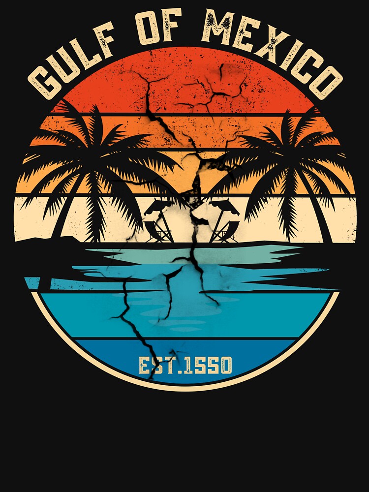 Gulf Of Mexico Retro Vintage Beach Mens Women T-Shirt by CHOPMAILA
