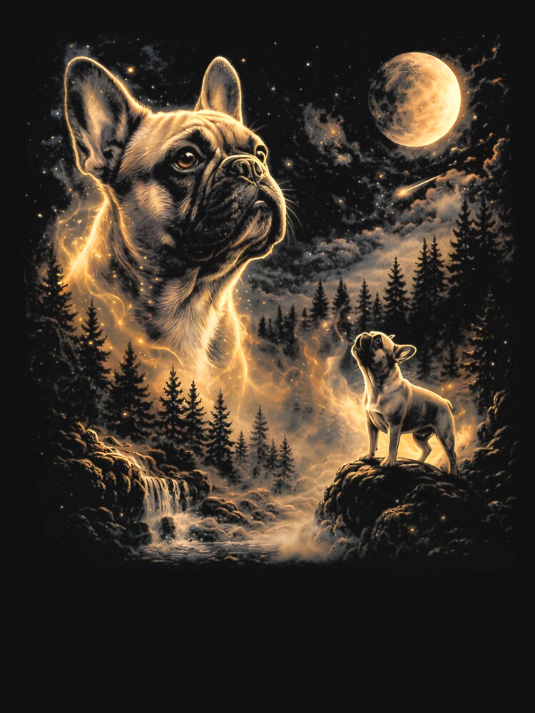 French Bulldog Howling to The Moon Vintage 90s Retro Animal Frenchie Lovers by Malosortin