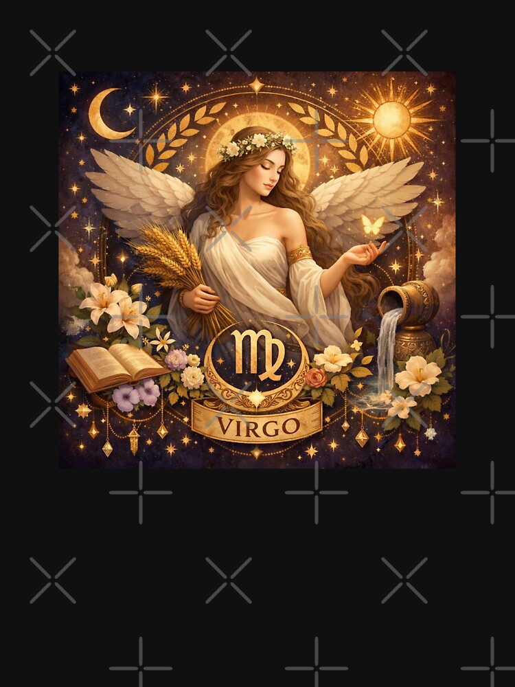 Aesthetic Virgo Zodiac Sign Celestial Goddess Astrology Design by Sanika arts
