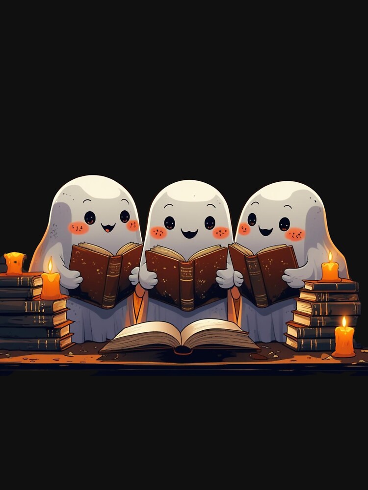 Cozy Ghost Trio With Books by fantasyy