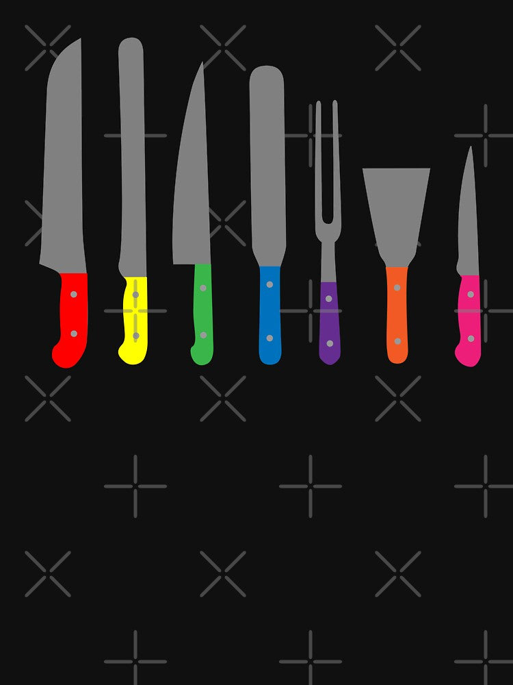 Colorful set of kitchen knives by Shedronpanda
