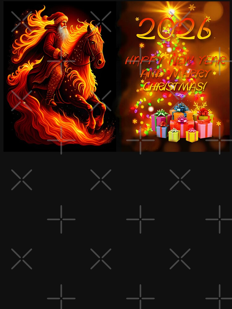 2026: Year of the Fire Horse, fiery horse, Happy New Year and Merry Christmas! fire on black background by orthodox-icon