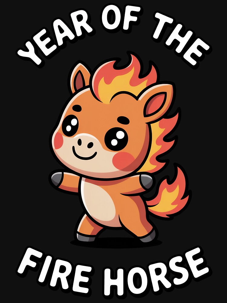 Year Of The Fire Horse – Cute Kawaii Flame Horse Illustration by NaturEdeN