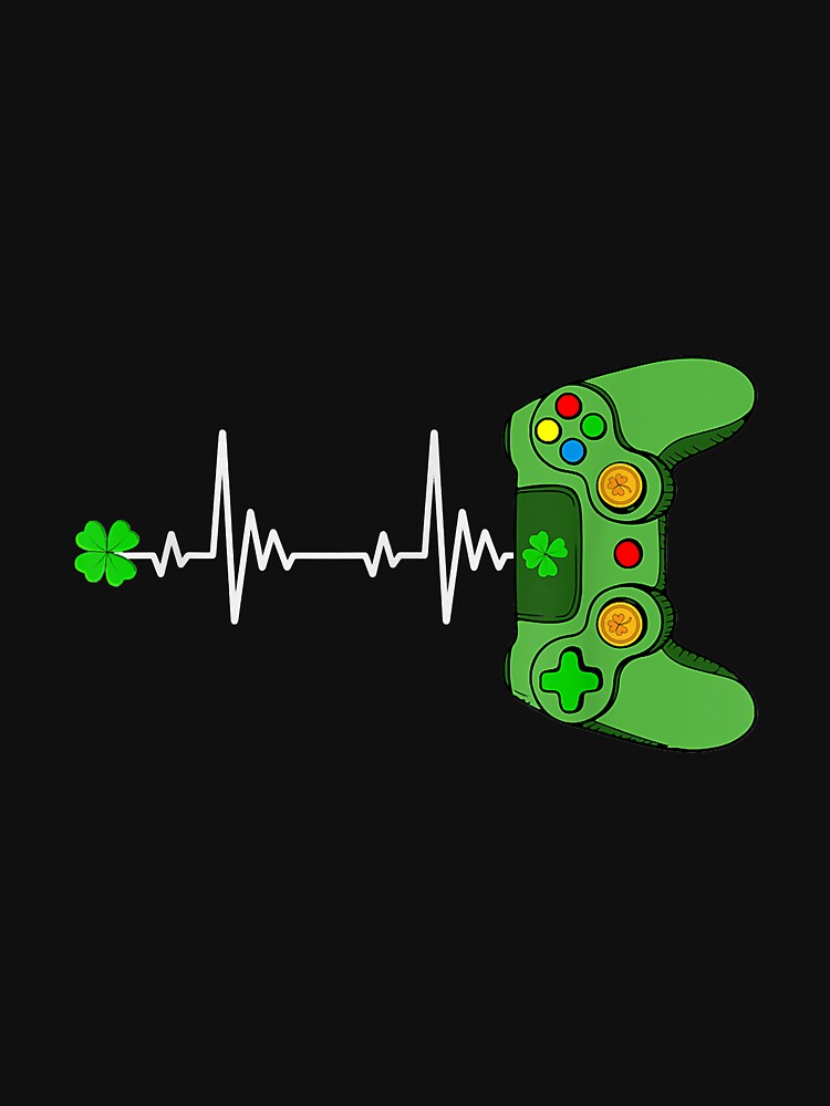 Irish Gamer Heartbeat Funny Luckiest Gamer Men Boys Kids by AnitaJGreenspan