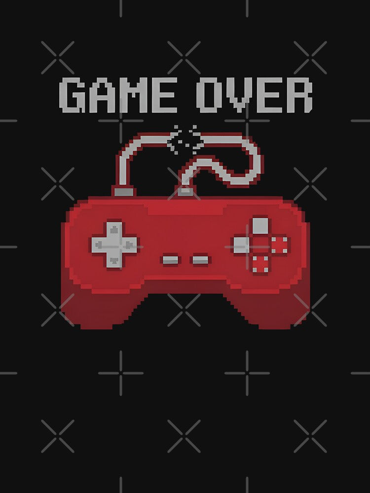 GAME OVER - Broken Pixel Game Controller Retro Gamer by Zazz Lee
