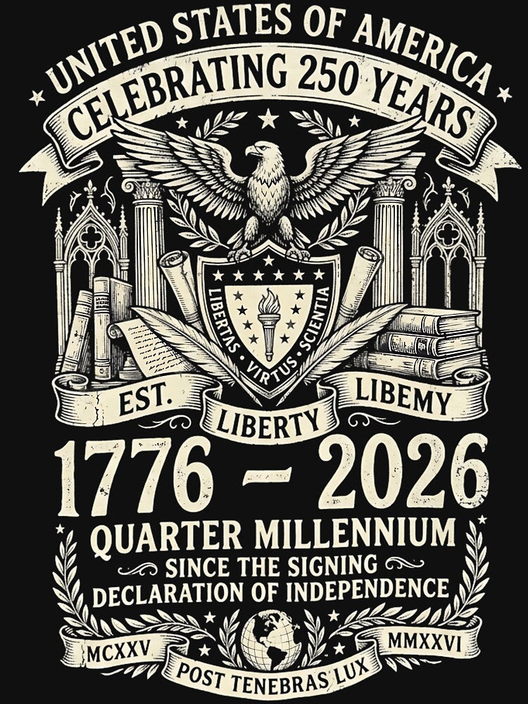 Quarter Millennium 1776 2026 US Semiquincentennial Gothic Crest by DarkOriginArts