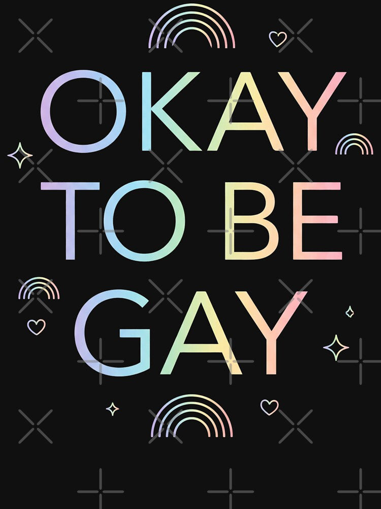 Modern Rainbow Pride Gift Design Inspirational Okay To Be Gay Minimal LGBTQ Equality Quote by Im-Ara