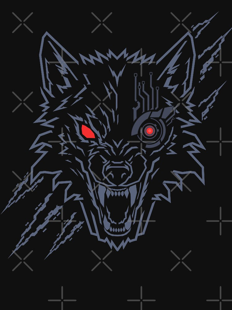 Cyber Wolf Stealth Edition – Cyberpunk Robotic Wolf Futuristic Sci-Fi AI Animal Graphic T-Shirt by Neon_Ronin