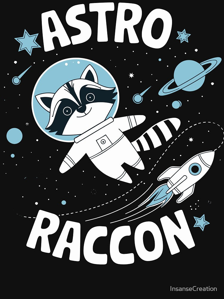 Cute Cartoon Astronaut Raccoon Outer Space by InsanseCreation