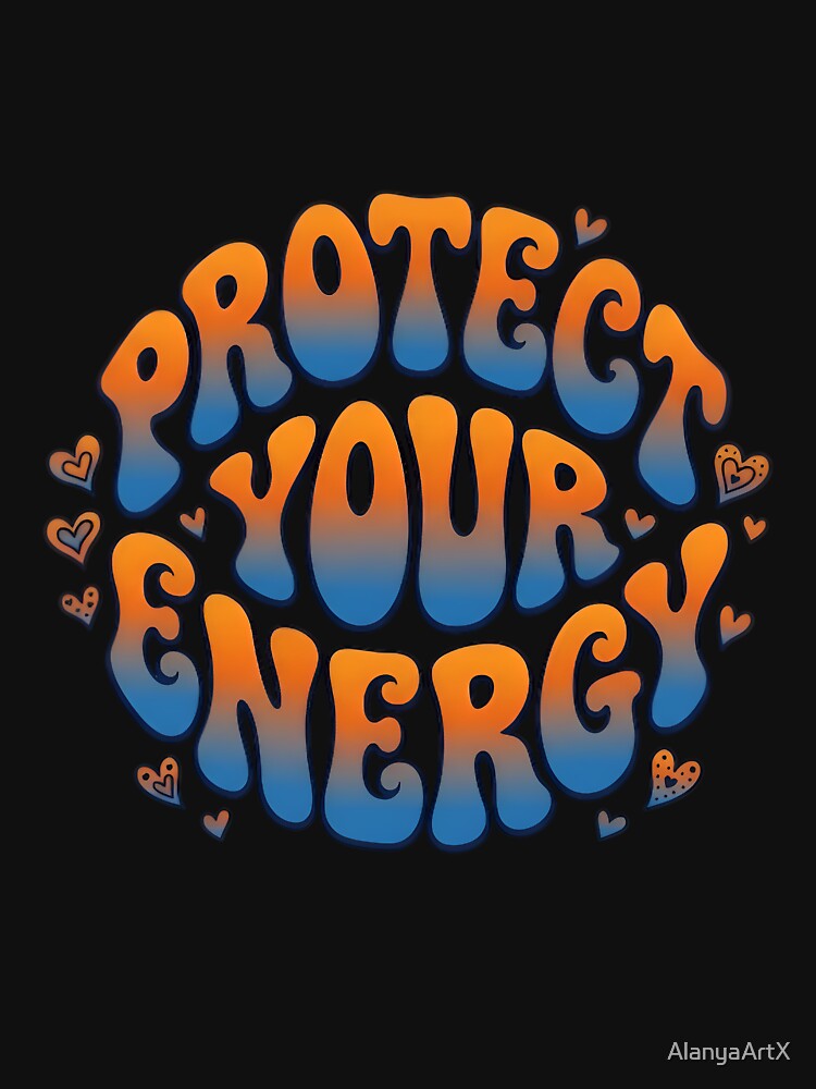 Vibrant Retro 70s Protect Your Energy Groovy Typography Art by AlanyaArtX