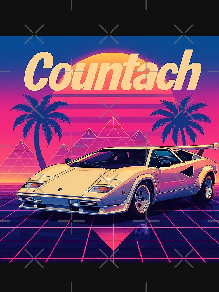 Retro Lamborghini Countach Sunset Art – Vaporwave Miami 80s Aesthetic by TheArtOfCar