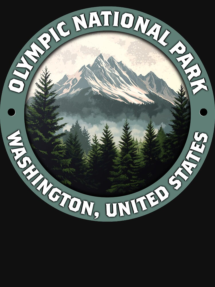 Olympic National Park Vintage Badge – Minimalist Travel Art by Stylish Grapefruit Familia