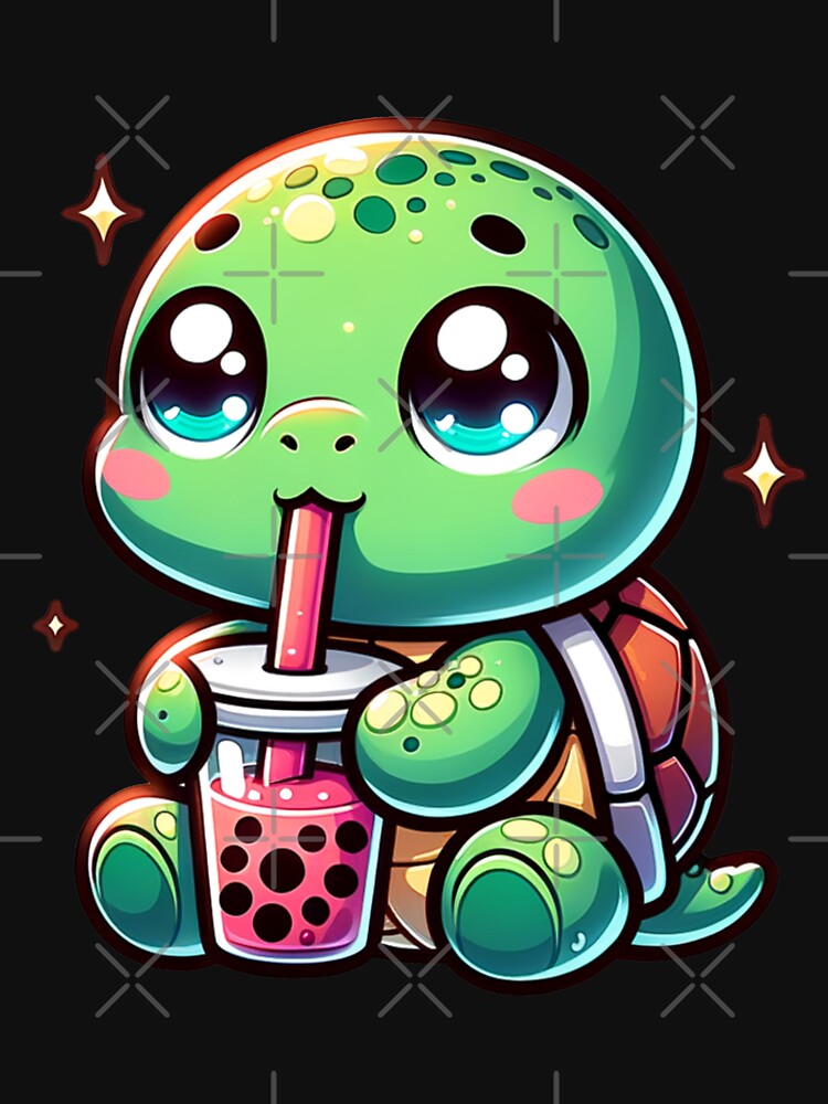 Cute turtle drinking boba. Funny Boba Turtles Lover Girls by ahmed2751989