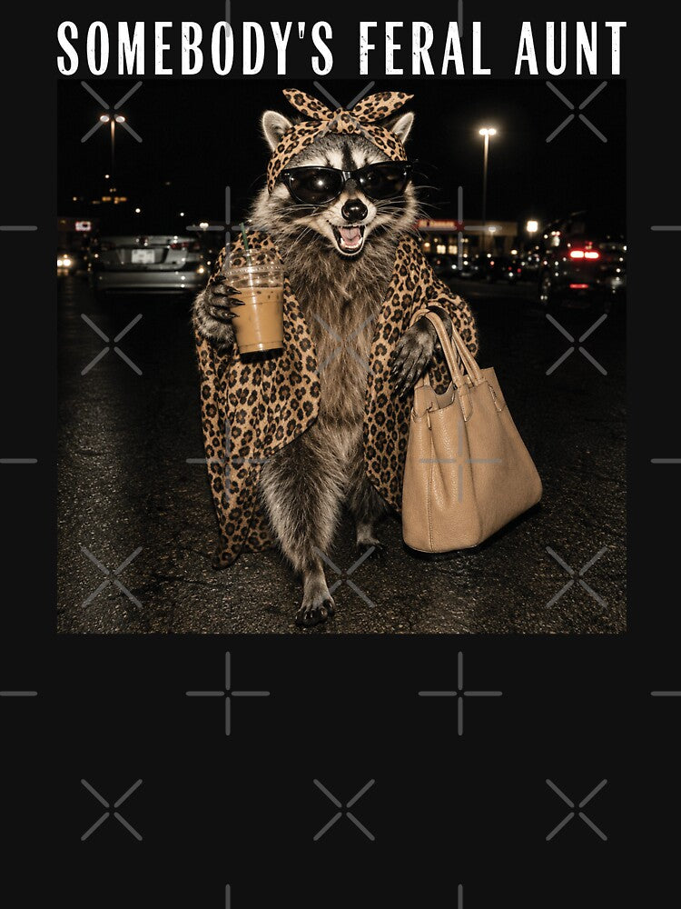 Somebody's Feral Aunt, Funny Raccoon Iced Coffee by sentfromemily