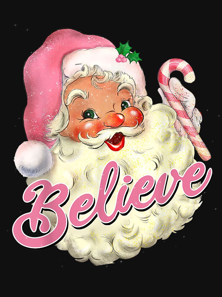 Retrp Vintage Santa Claus Believe Candy Cane Christmas by Mikhailaw