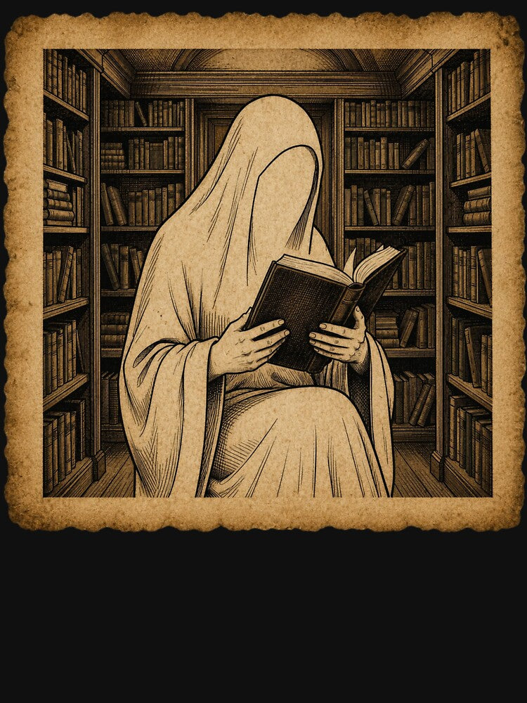 Faceless Ghost Reading a Book Dark Academia Vintage Aesthetic by thoughtswear