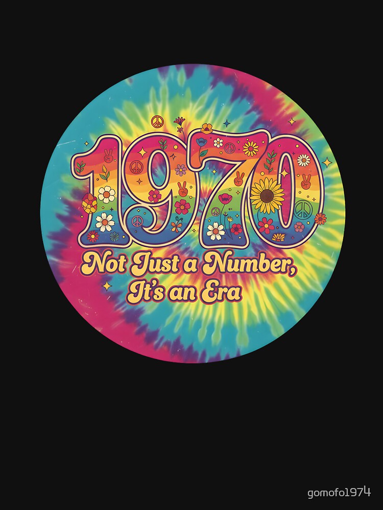 1970 Retro Hippie Era Tie-Dye Hoodie – Vintage 70s Aesthetic Peace and Love Design by gomofo1974