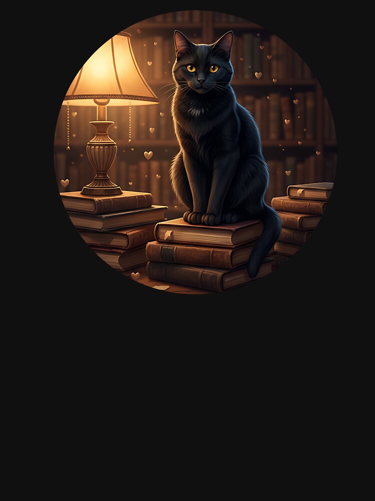 Cozy Black Cat Library Valentine Book Lover by SWEET-TINAPAY