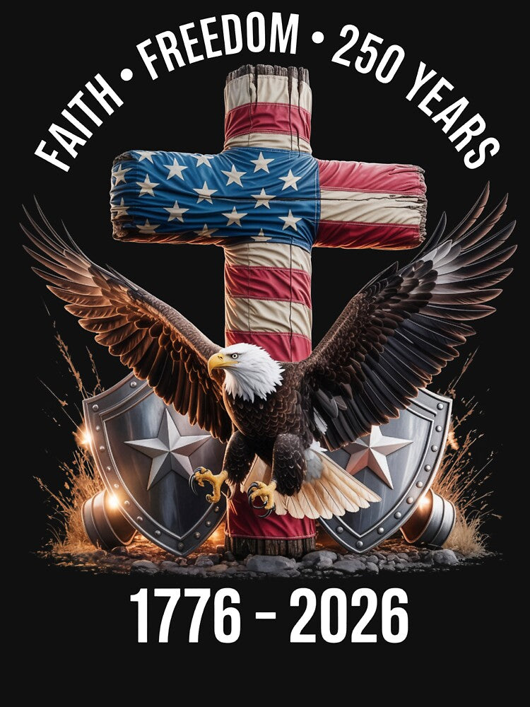 Eagle Patriotic 250 Years of Freedom Faith Freedom 250 Years Christian Cross by jakaun